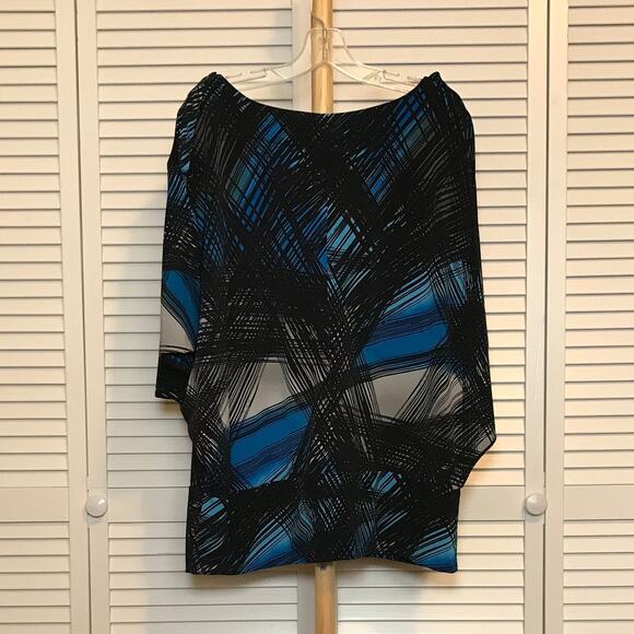 Worthington Abstract Print V-Neck 3/4 Sleeve Stretch Blouse 1X - Picture 3 of 6